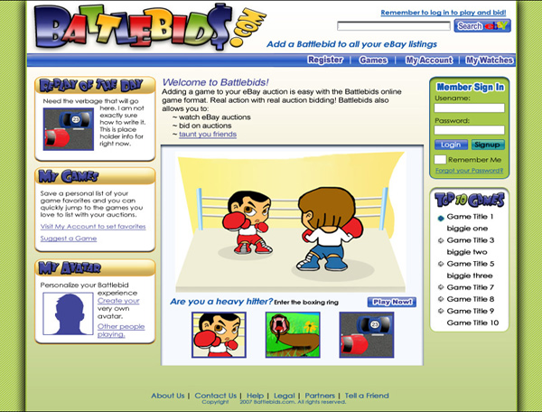 Battlebids Webplay Game